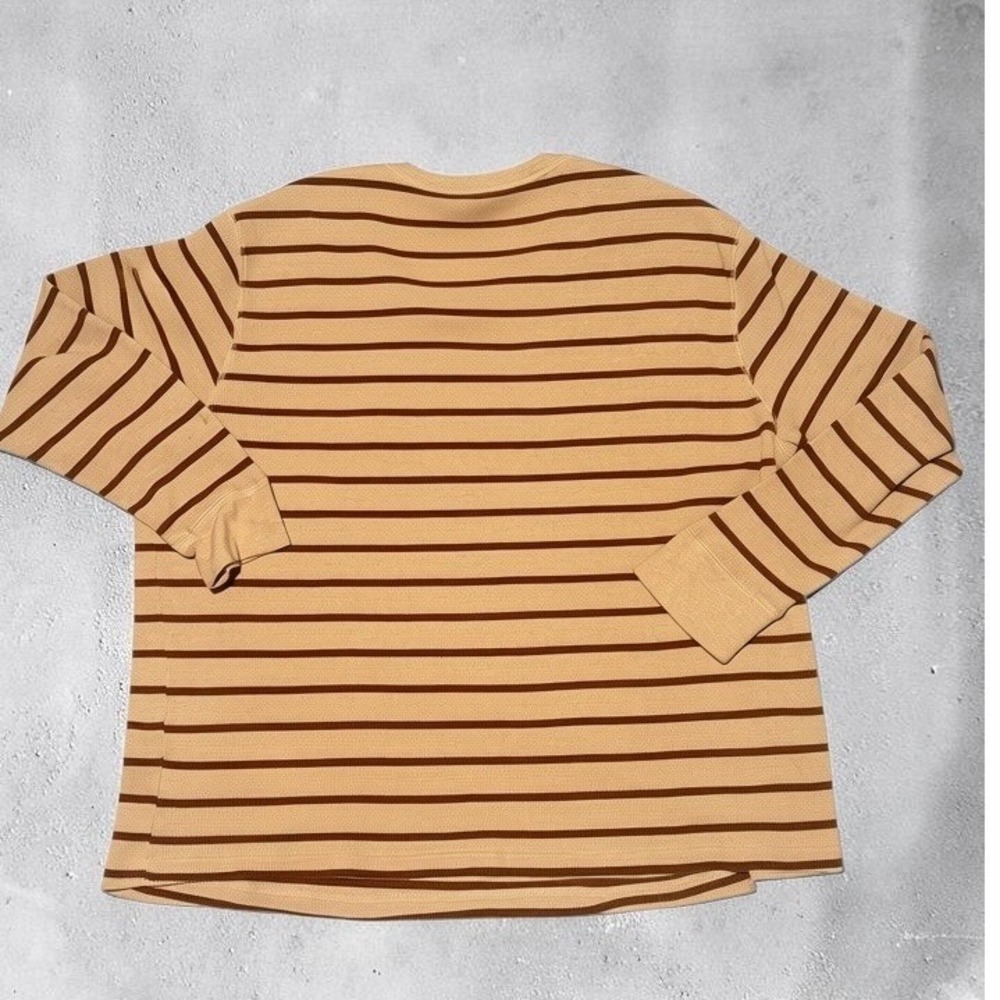 Foundry Supply Co Mens 3XL Henley Shirt Tan Brown Striped Waffle Thermal Cotton - Picture 11 of 11